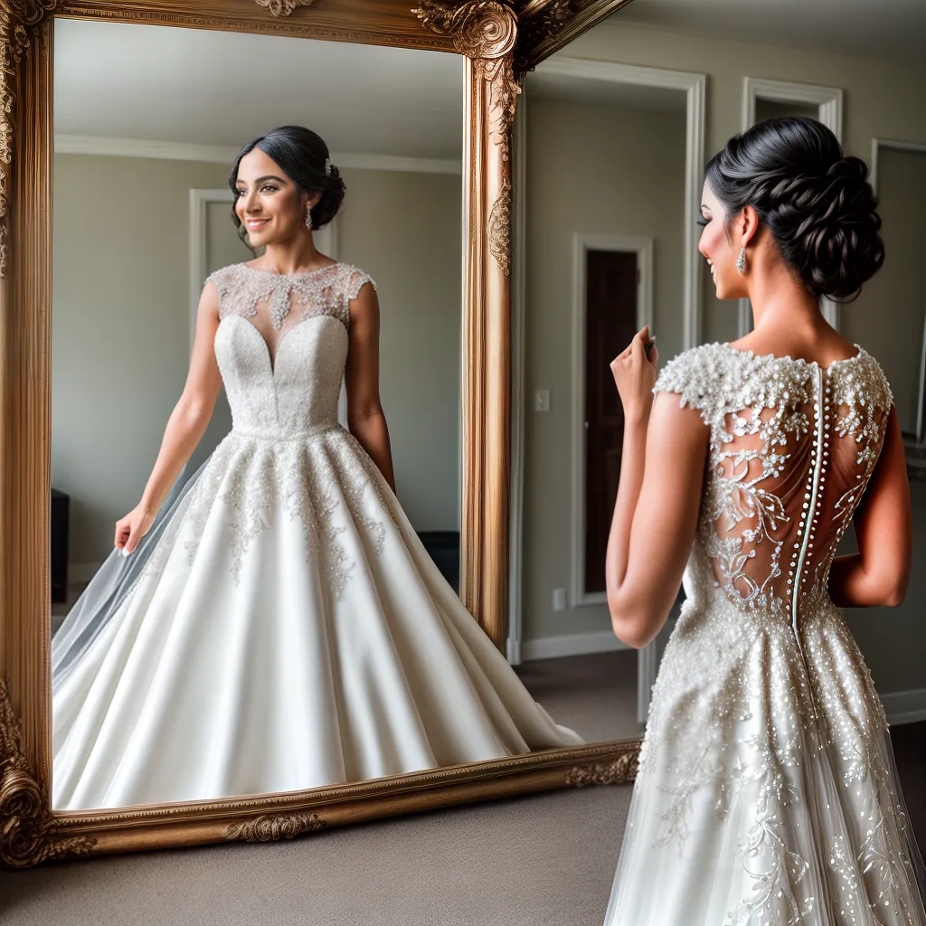 noiva espelho vestido couture elegancia