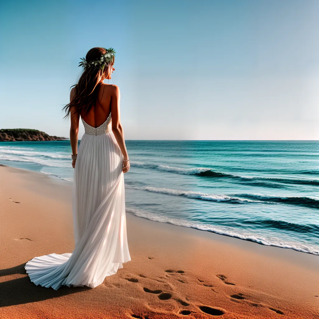 noiva praia vestido boho elegante
