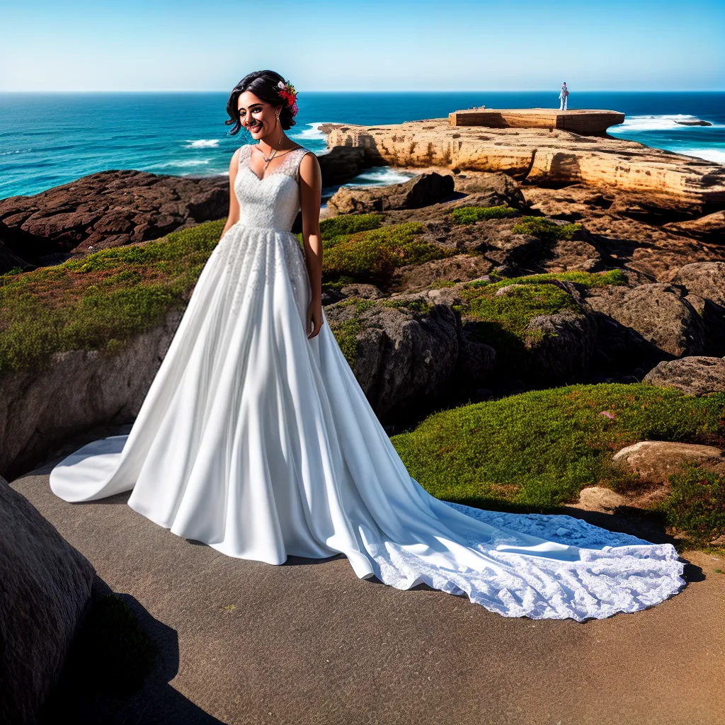 noiva pintando vestido mar ousadia