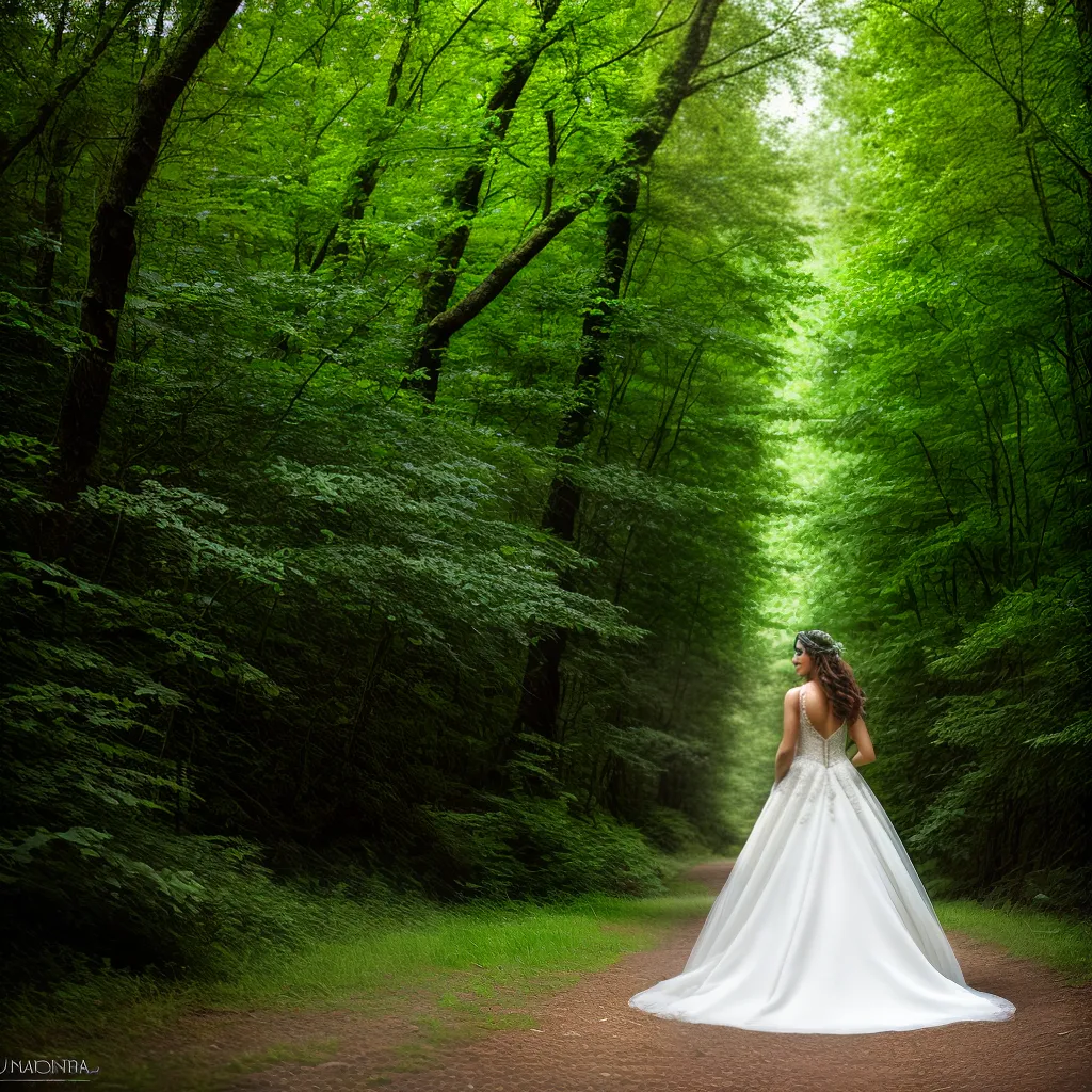 noiva vestido penas floresta verde