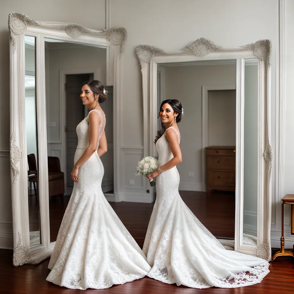 noiva vestido espelho flores felicidade