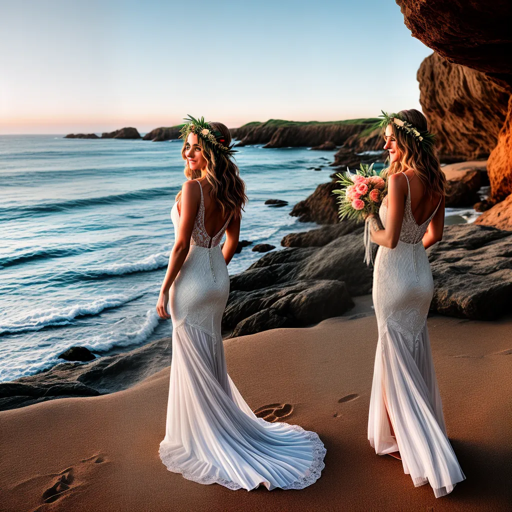 noiva praia vestido boho por do sol