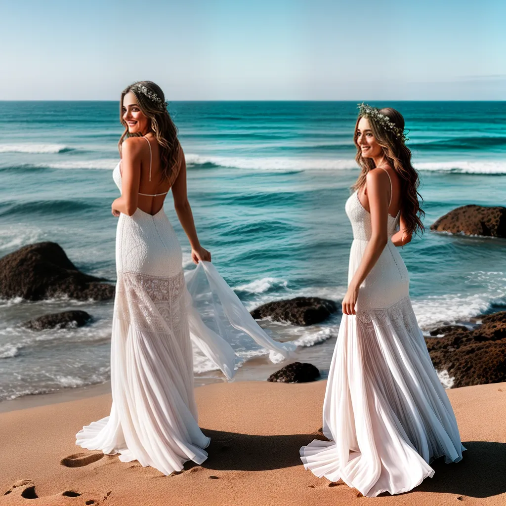 noiva praia vestido boho sorriso
