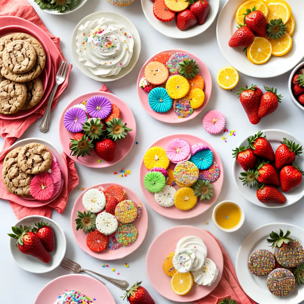 doces coloridos cupcakes biscoitos morangos chocolate