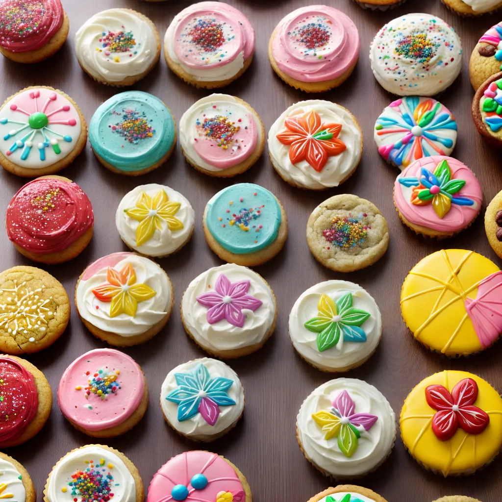 biscoitos cupcakes coloridos festivos