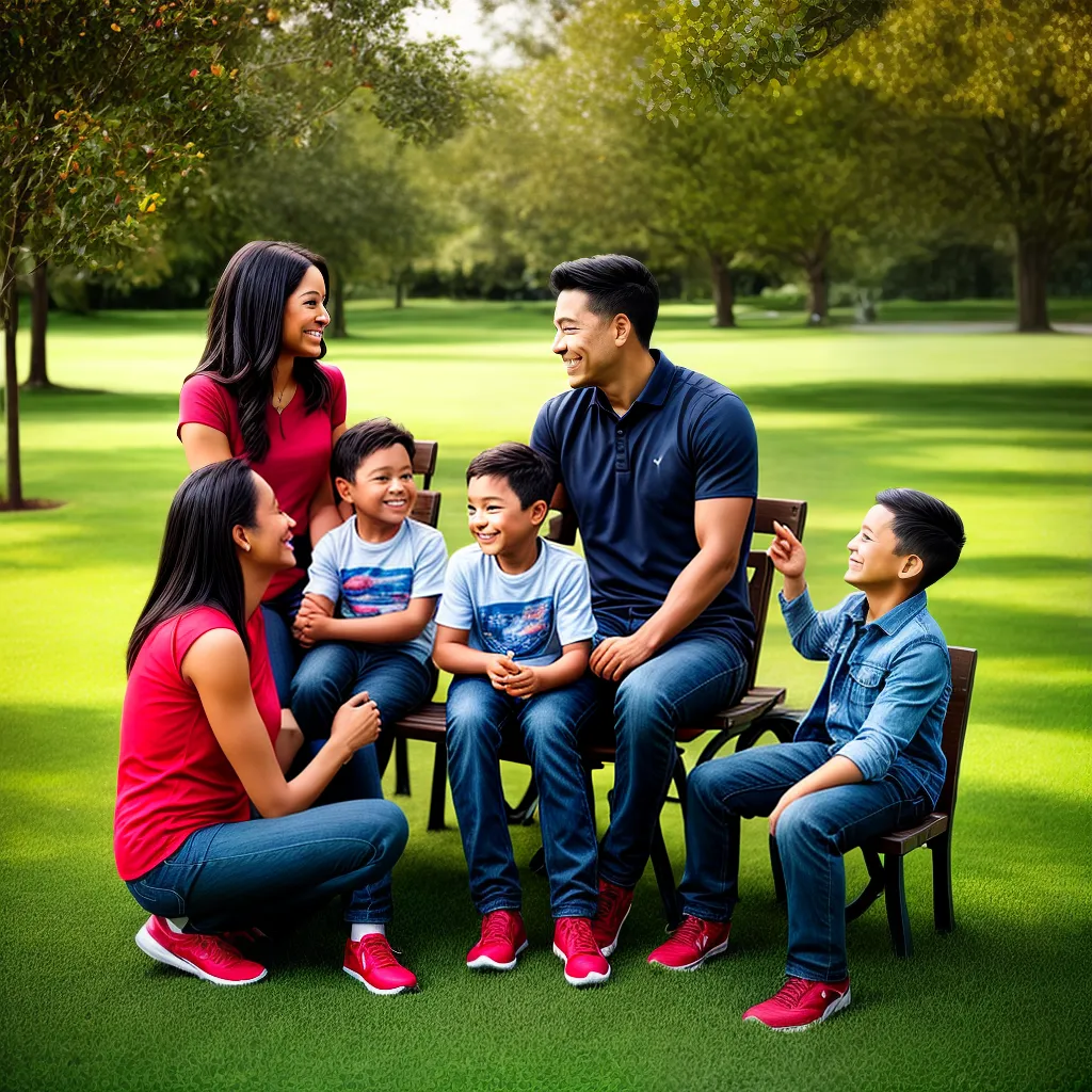 familia sorrindo conversa parque