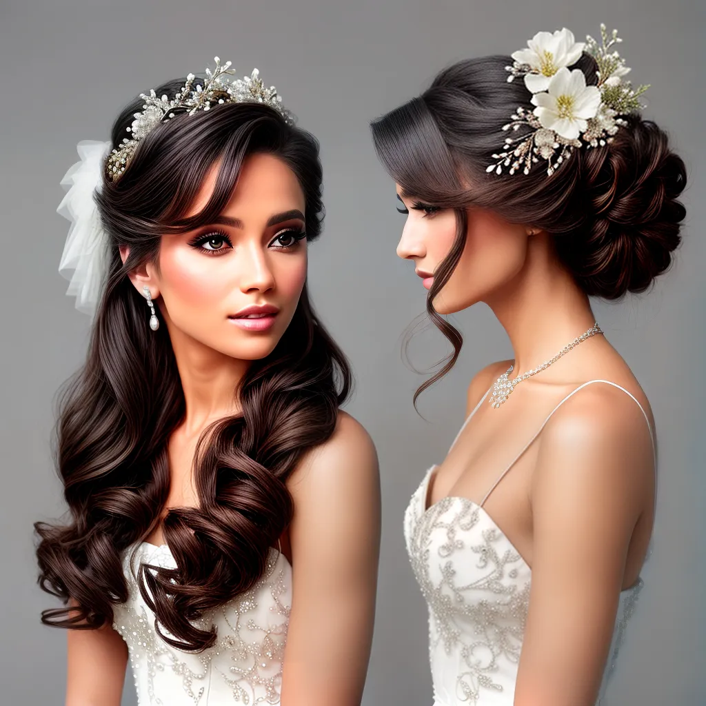penteado noiva elegante flores acessorios
