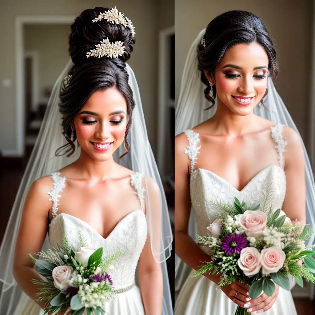 noiva sorriso radiante penteado elegante
