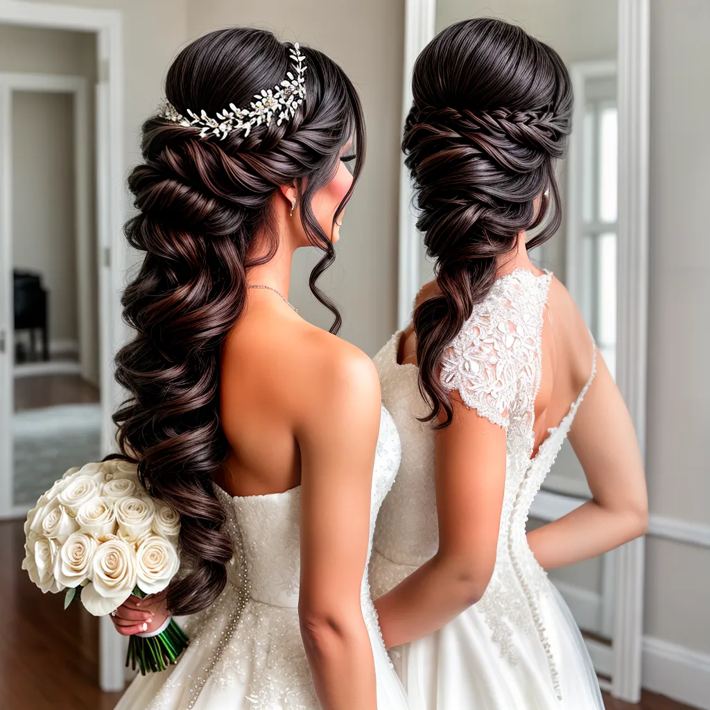 noiva cabelo espelho penteado rosas