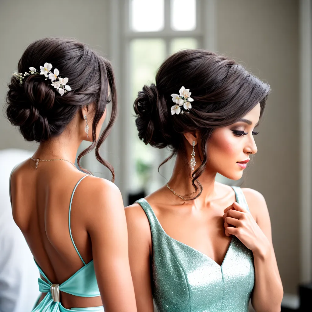 noiva penteado moderno bun flores