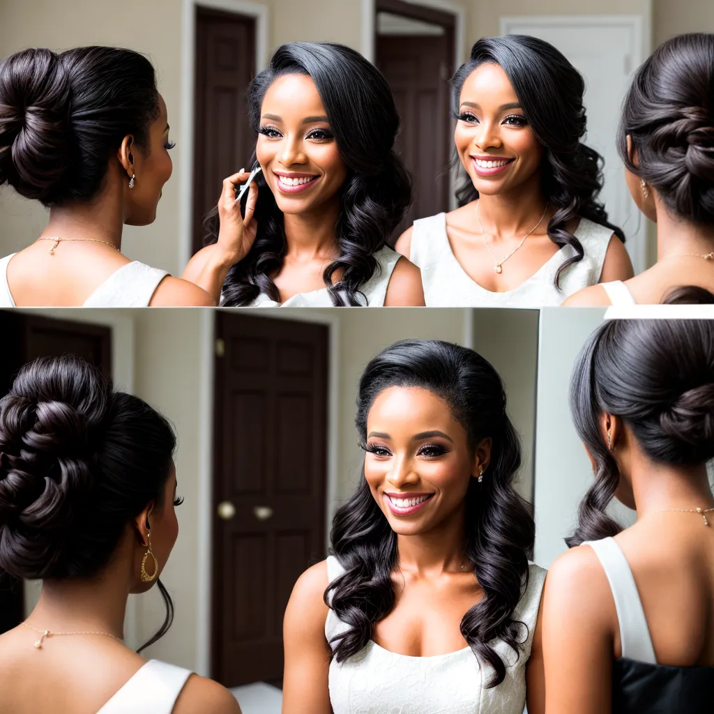 noiva sorriso espelho penteado casamento