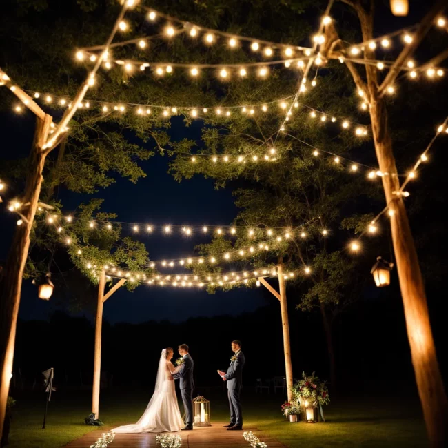 iluminacao casamento ao ar livre