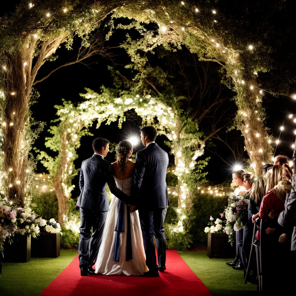 entrada casamento arco flores luzes