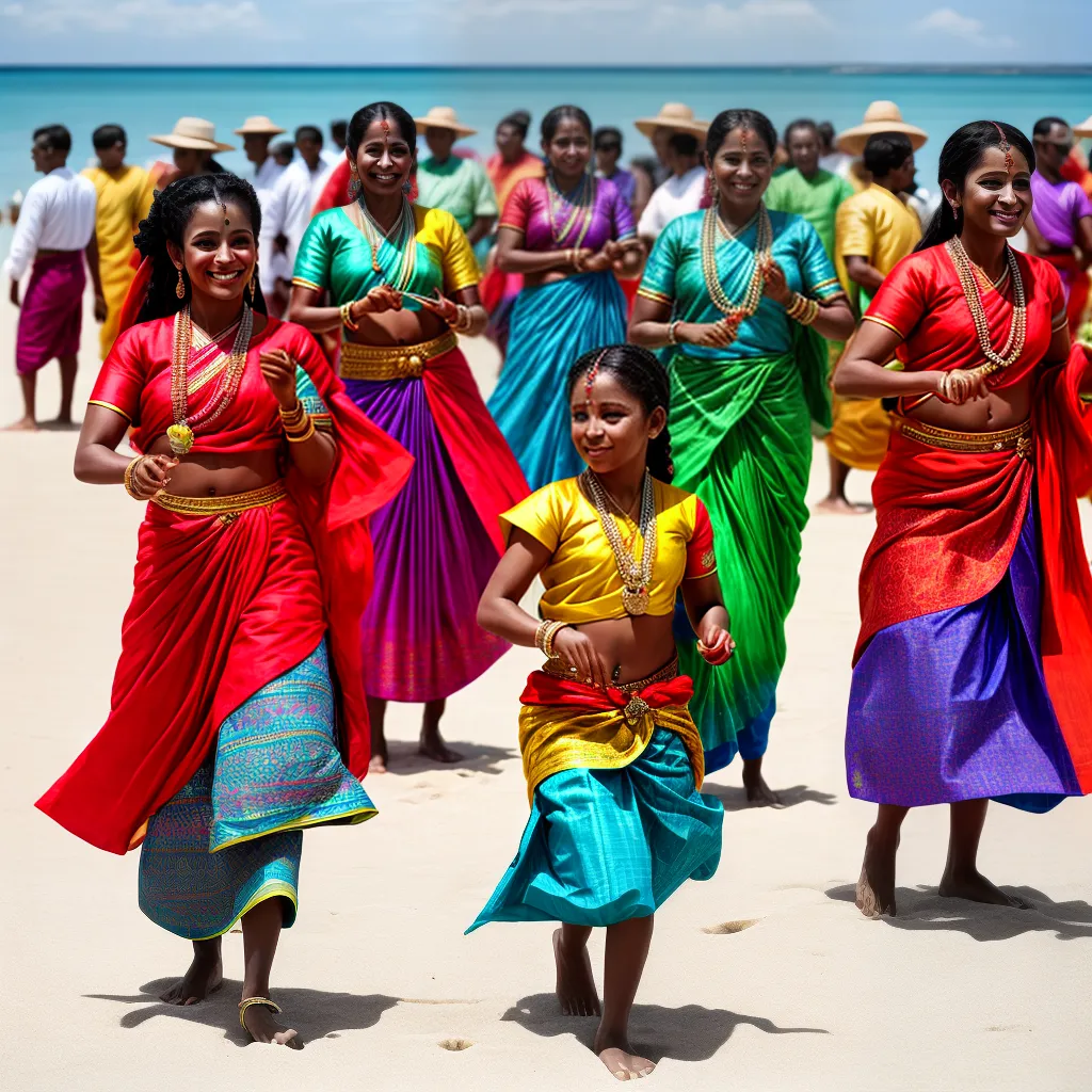 cerimonia cultural praia trajes coloridos