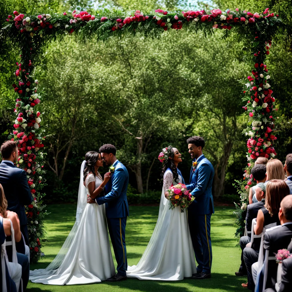 casamento arco flores noivos amor