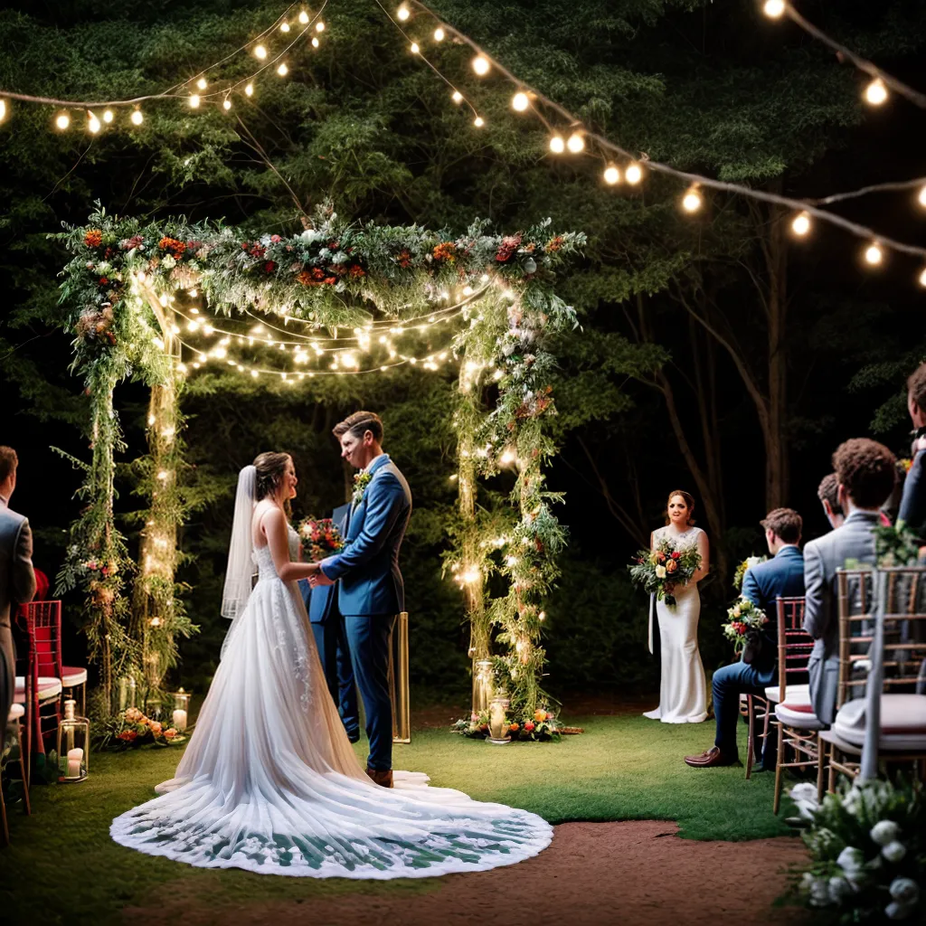 casamento floresta luzes noiva noivo