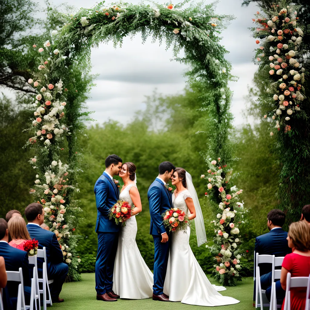 casamento arco flores luzes noivos
