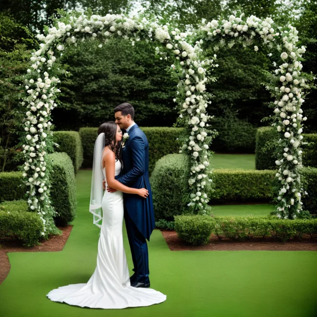 casamento jardim arco floral noivos 2