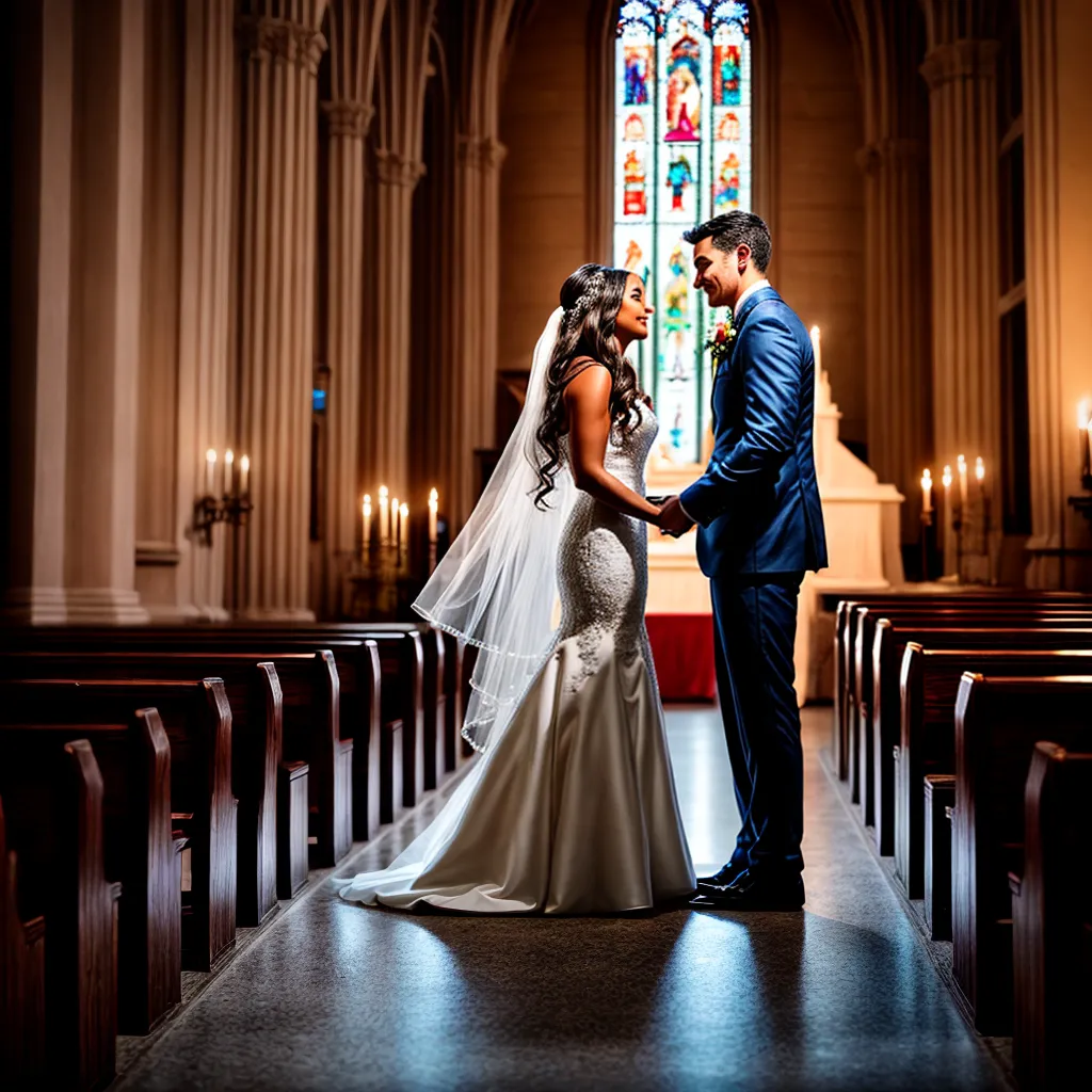 casal maos igreja luzes