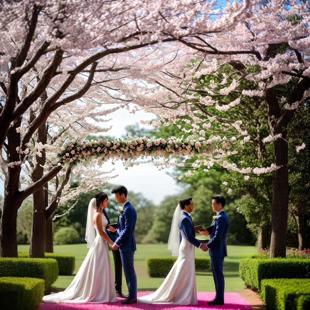 casamento ao ar livre primavera cerejeiras