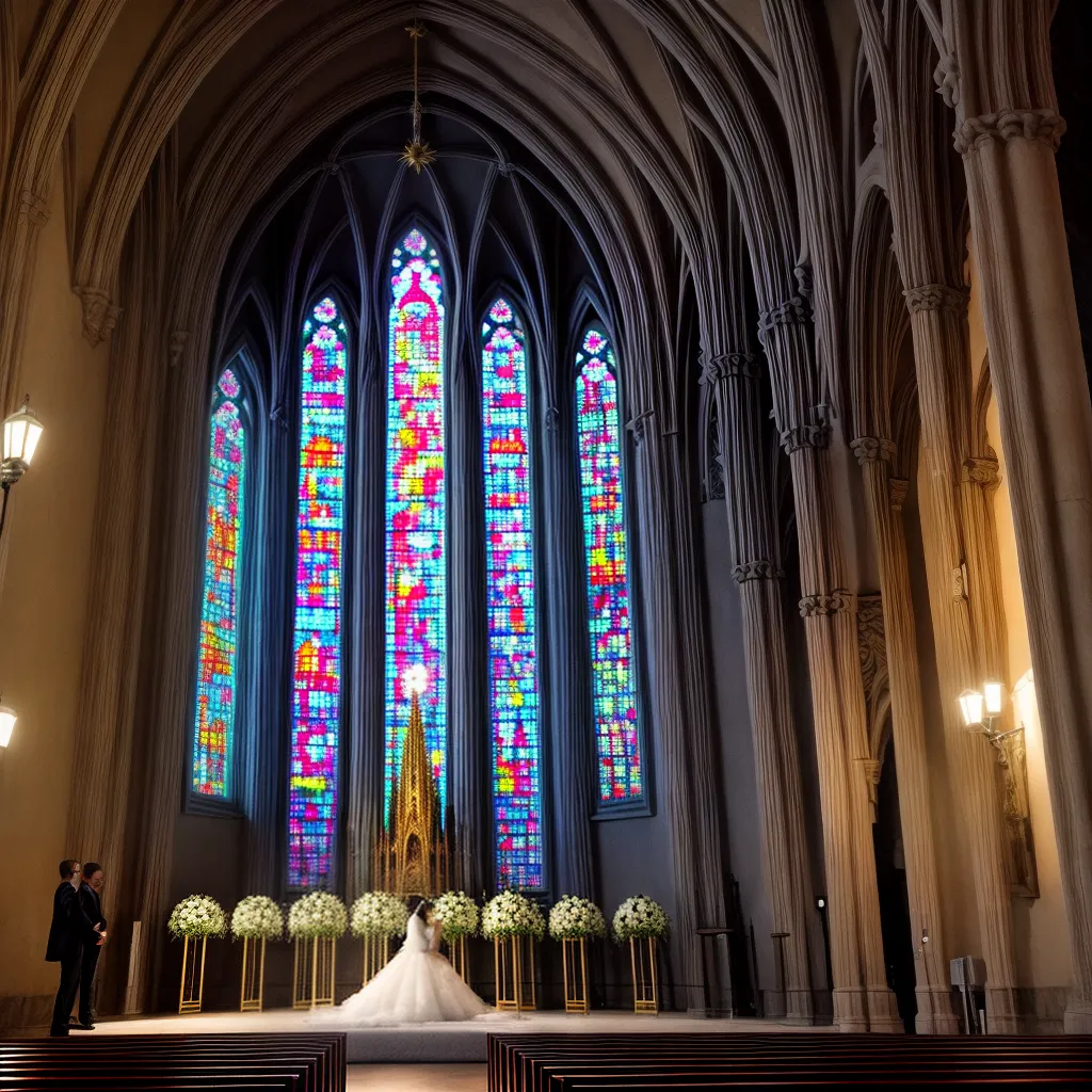igreja decorada flores luzes casamento
