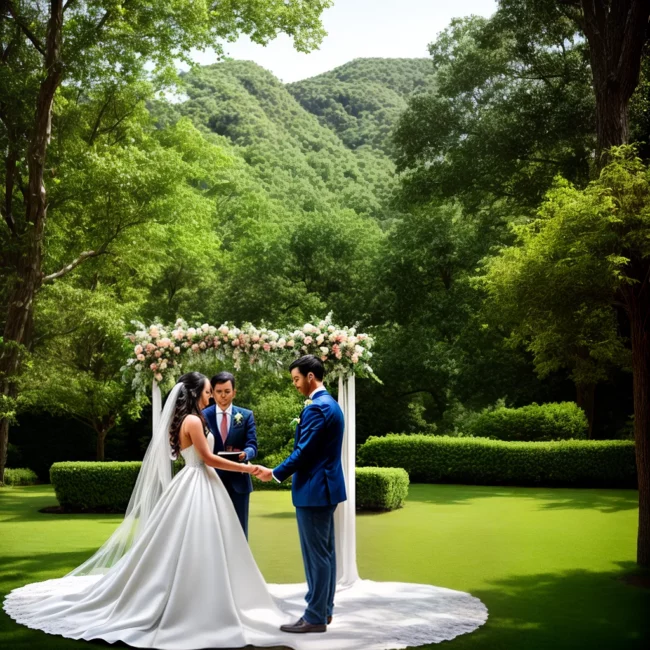 casamento ao ar livre jardim noivos familiares