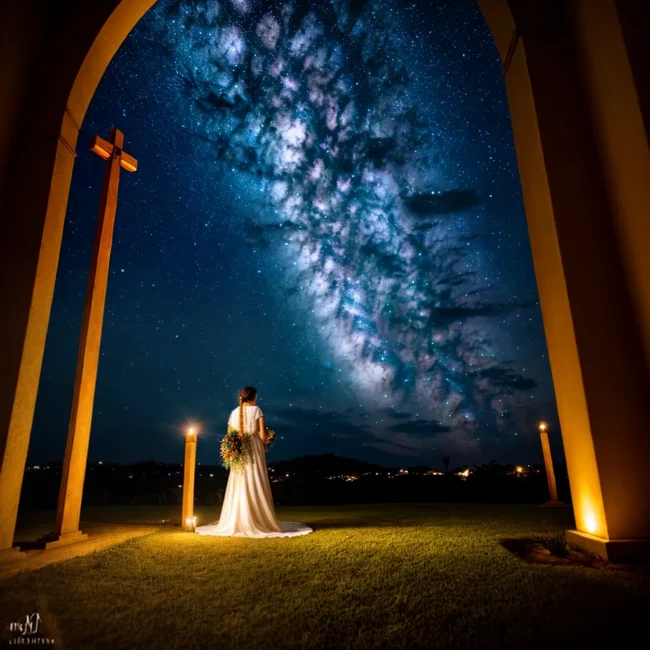 casal noivos altar flores romantico