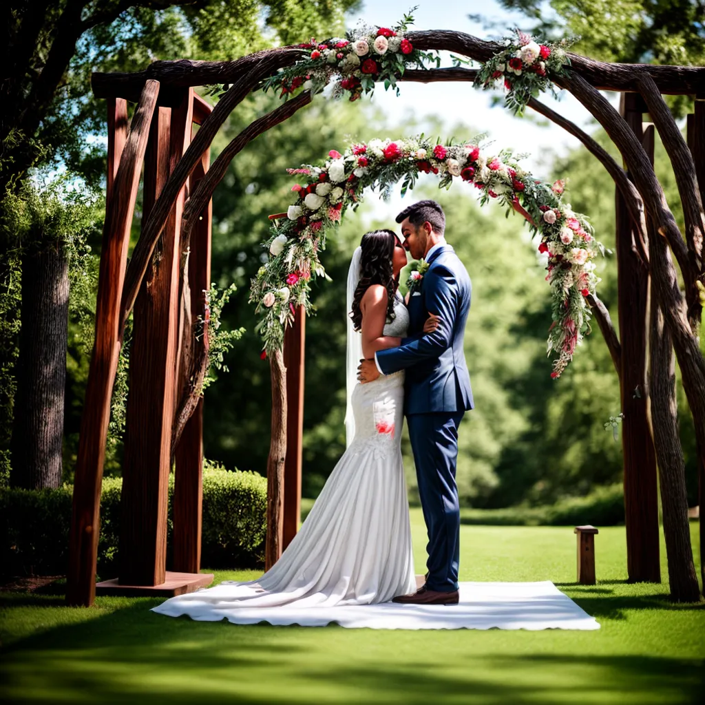 casamento ao ar livre jardim noivos arco madeira