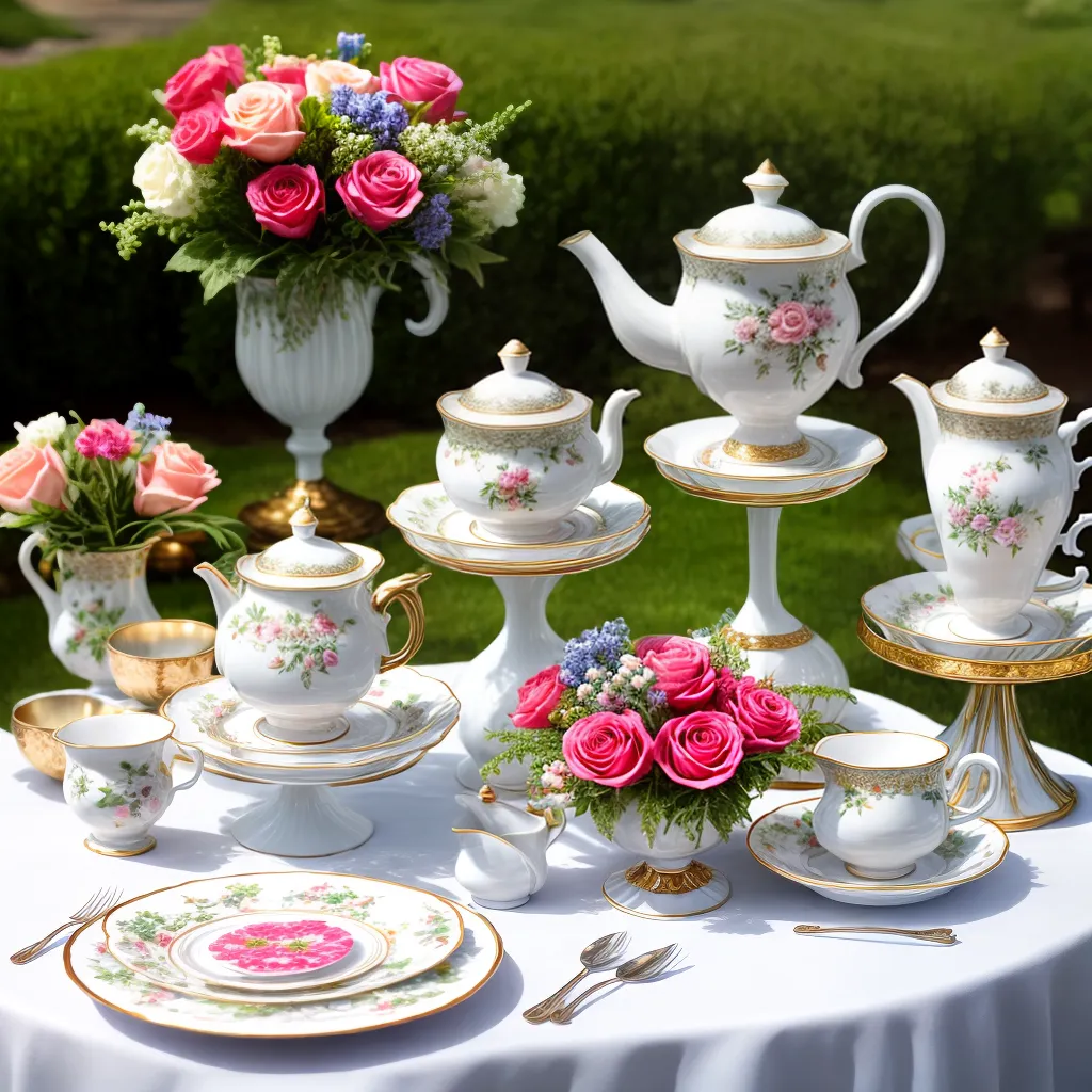 mesa cha colorida floral sofisticada