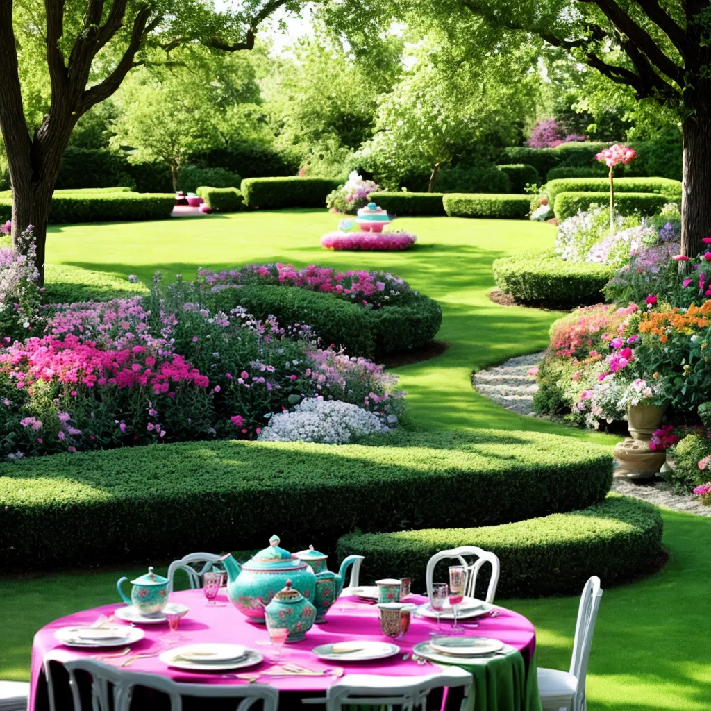 cha colorido mesa decorada jardim conversas