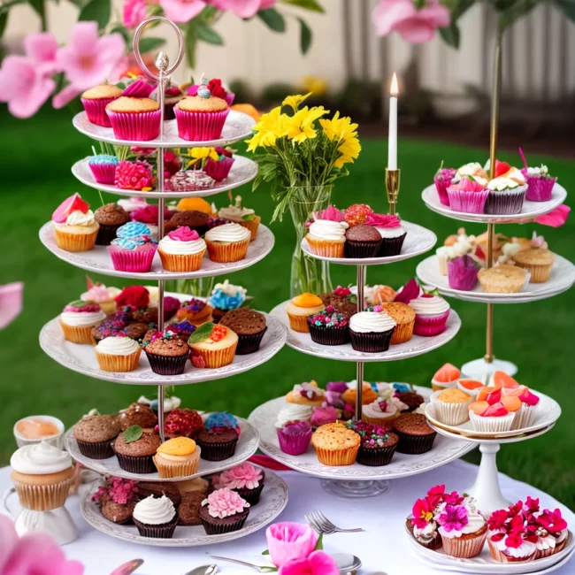 mesa decorada bridal shower cupcakes coqueteis