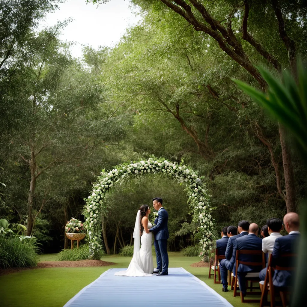 casamento ao ar livre floresta arco bambu sustentavel