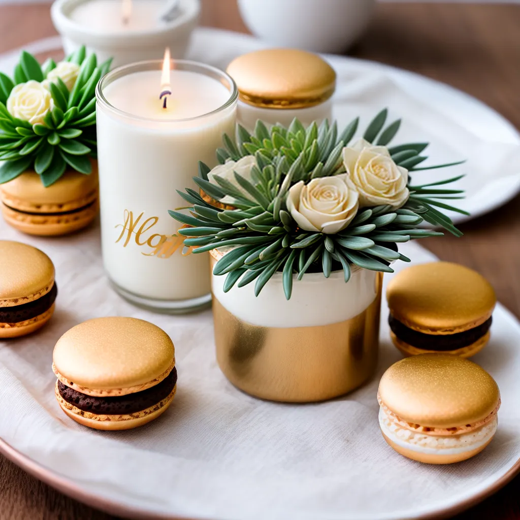 casamento 2024 favores suculentas macarons velas