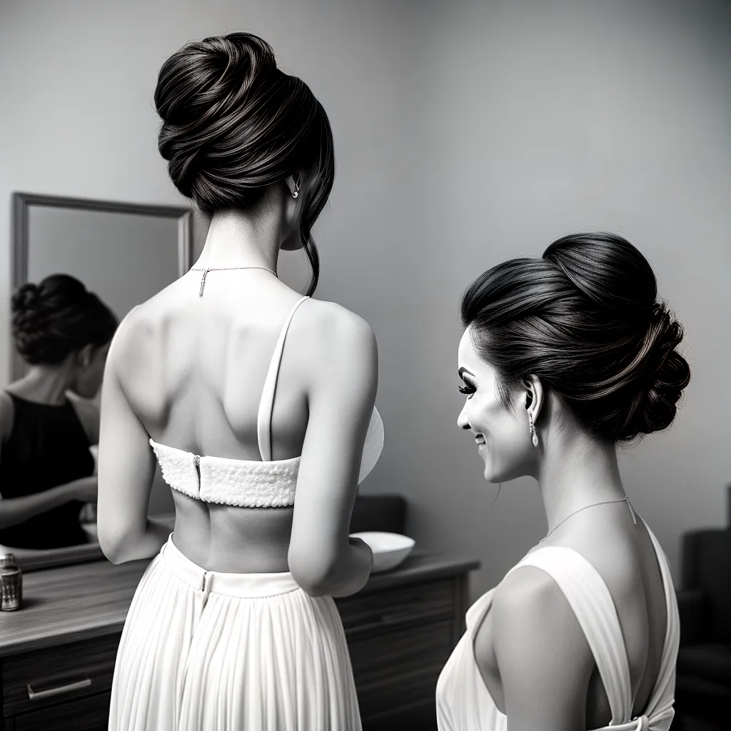 noiva sorriso radiante espelho penteado elegante
