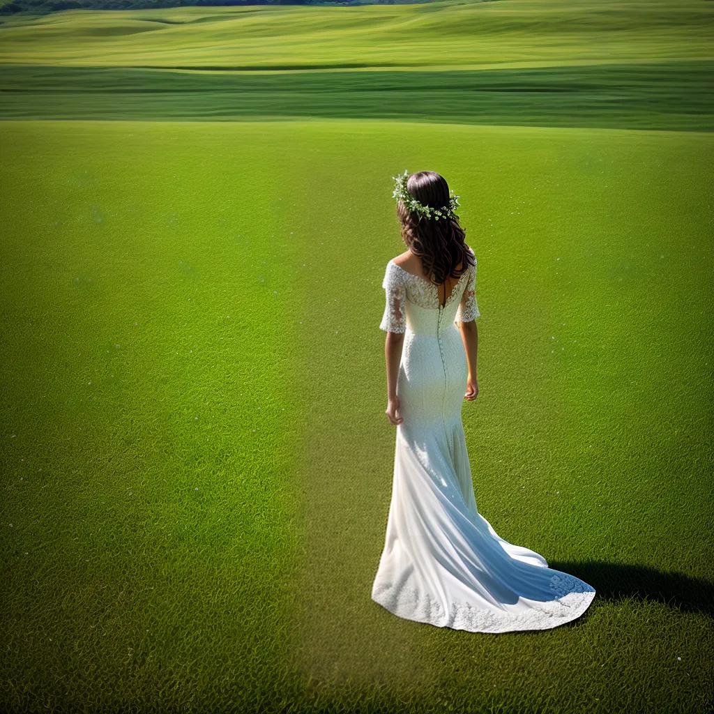 noiva caminhando meadow vestido organico