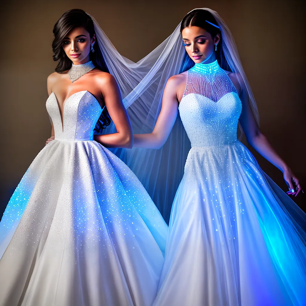 noiva futurista vestido led cores