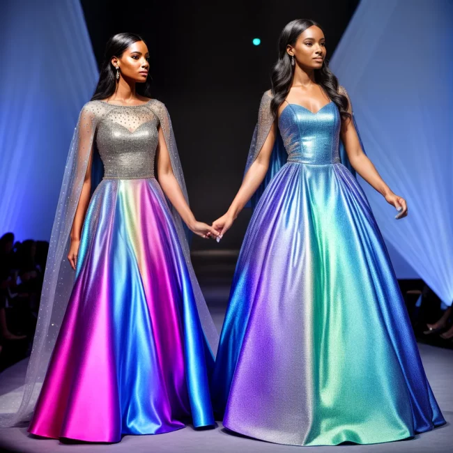 noiva vestido futurista luzes holografico