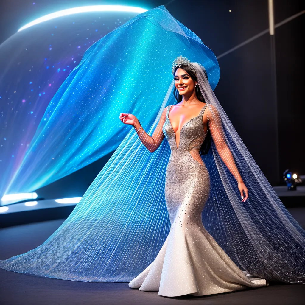 noiva futurista vestido holografico