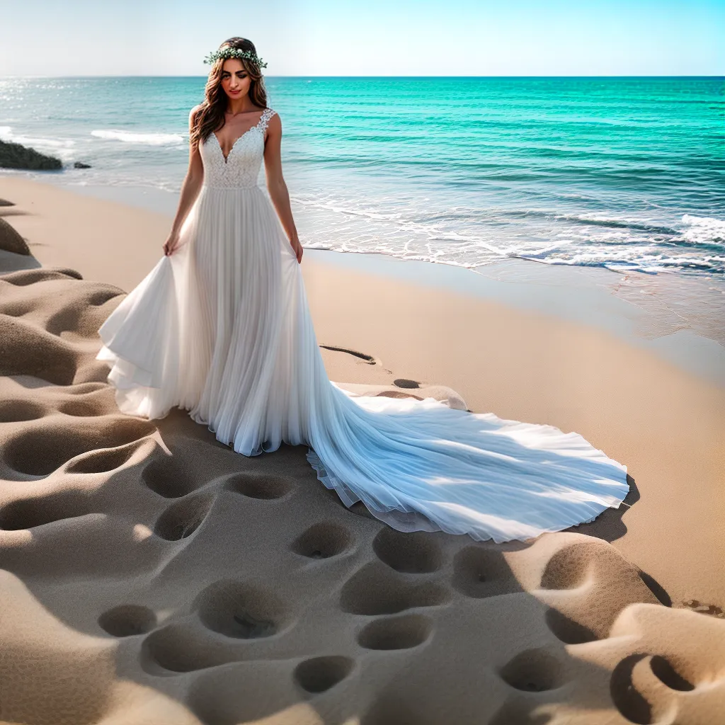noiva praia vestido branco coroa flores