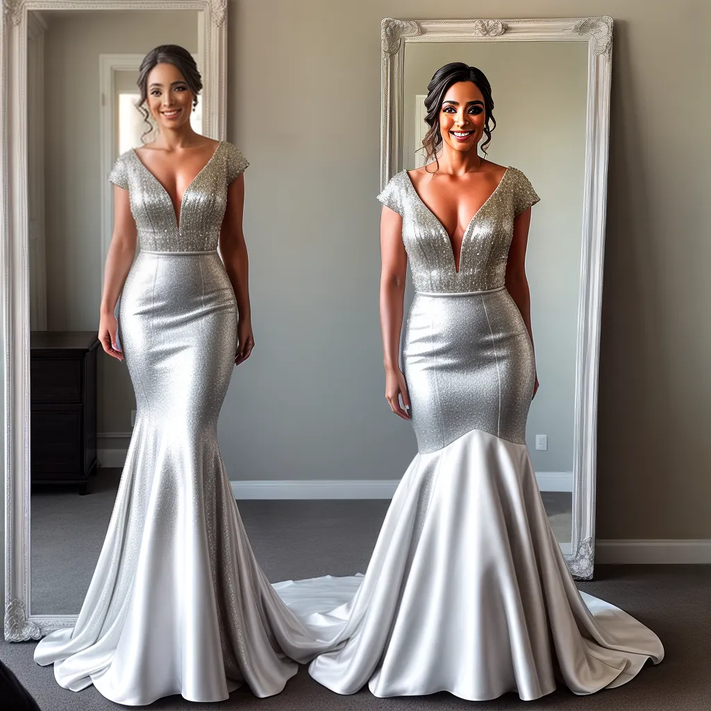 noiva reflexo espelho vestido prata
