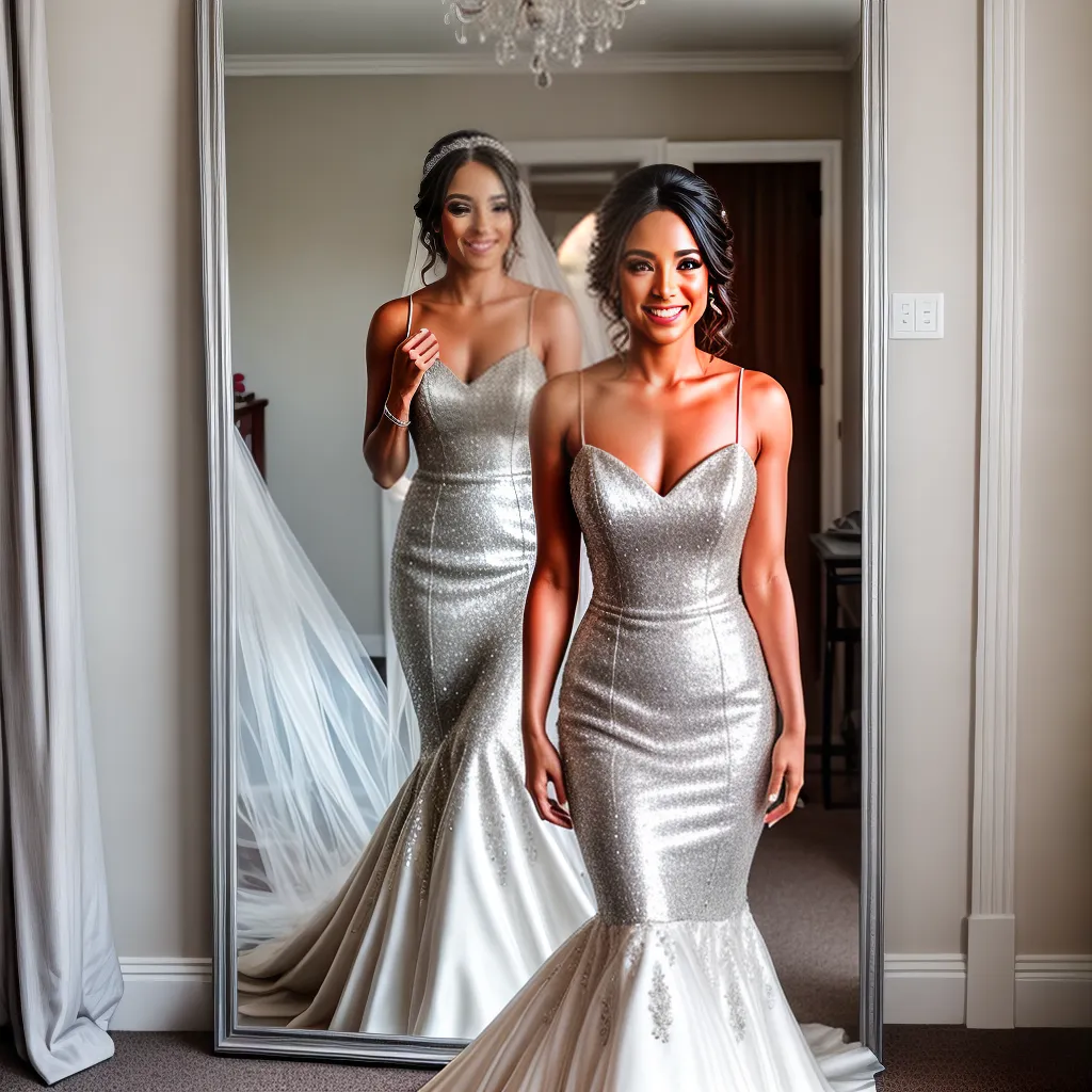 noiva reflexo espelho vestido prata 1