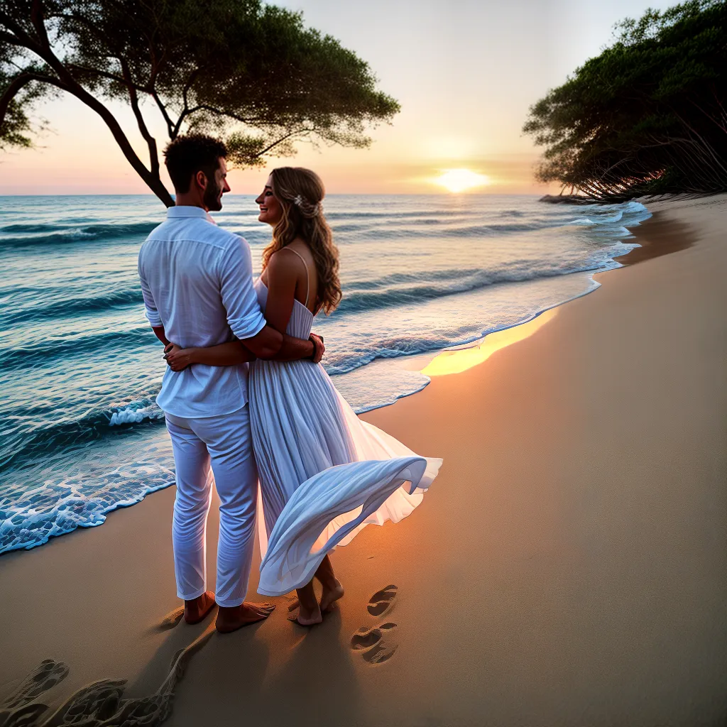 casamento praia por do sol noivos