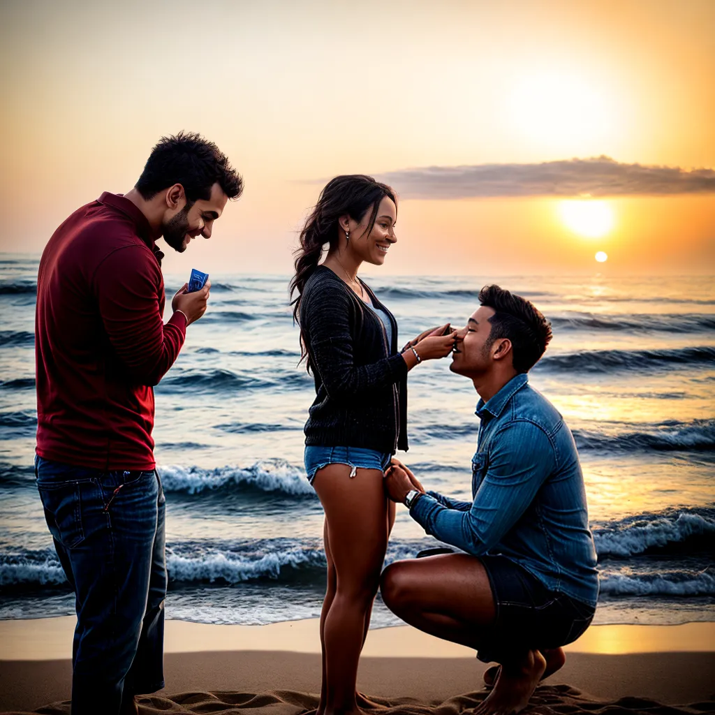 pedido casamento praia por do sol
