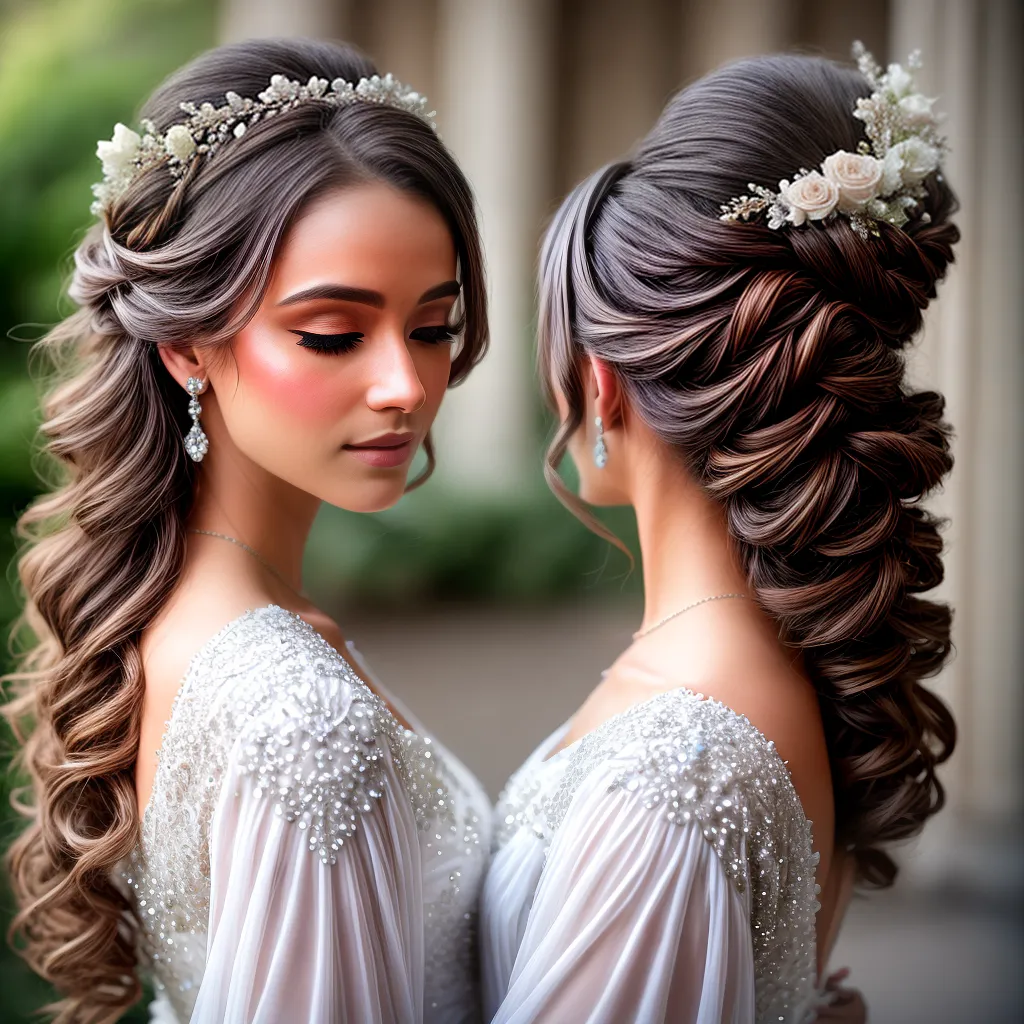 noiva penteado floral tiara conto de fadas Noiva com flores e tiara aplicadas no penteado