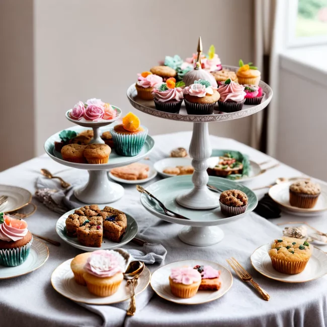 mesa decorada floral teacups amigas