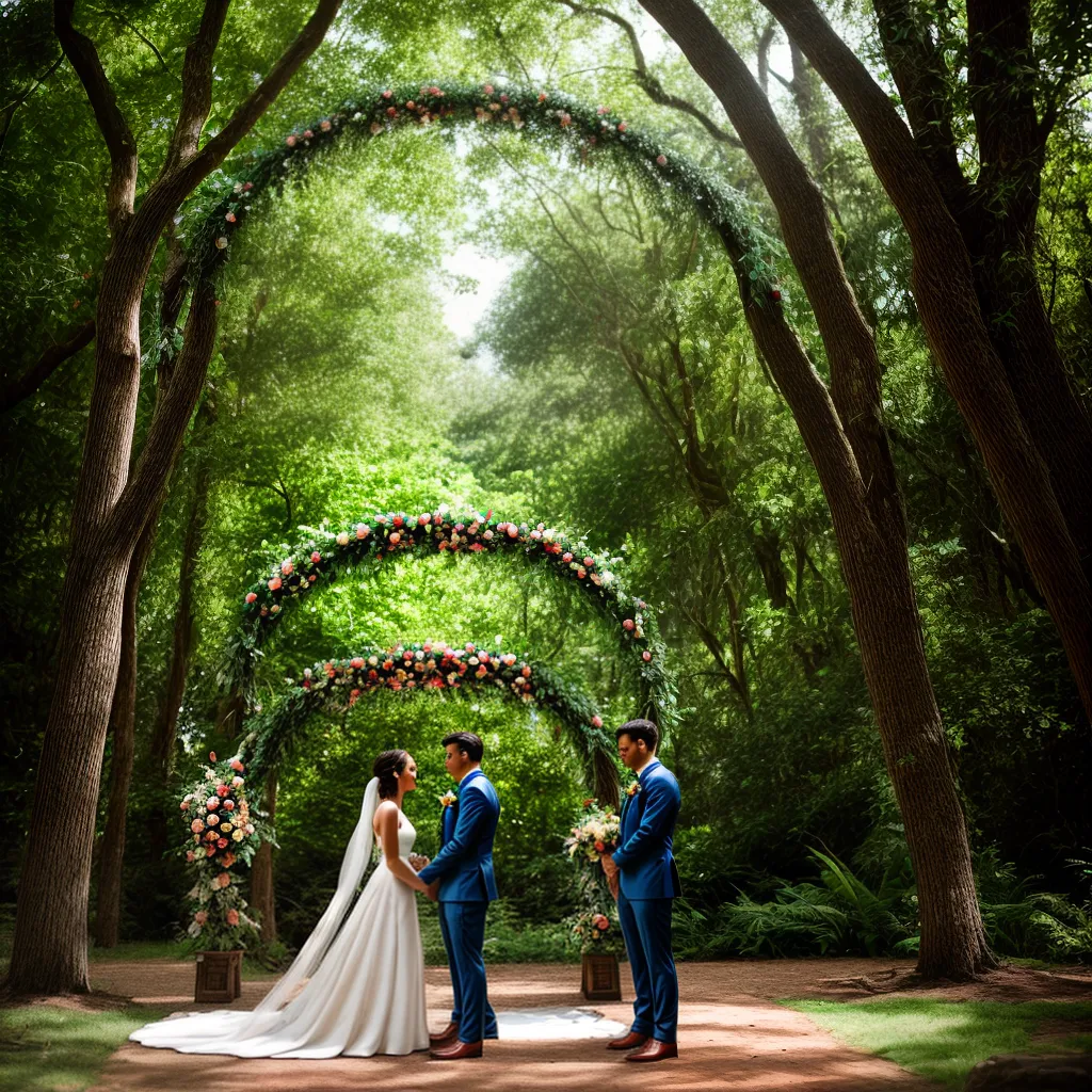 casamento ao ar livre floresta noivos