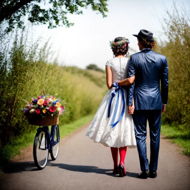 casal bicicleta vintage casamento ecologico