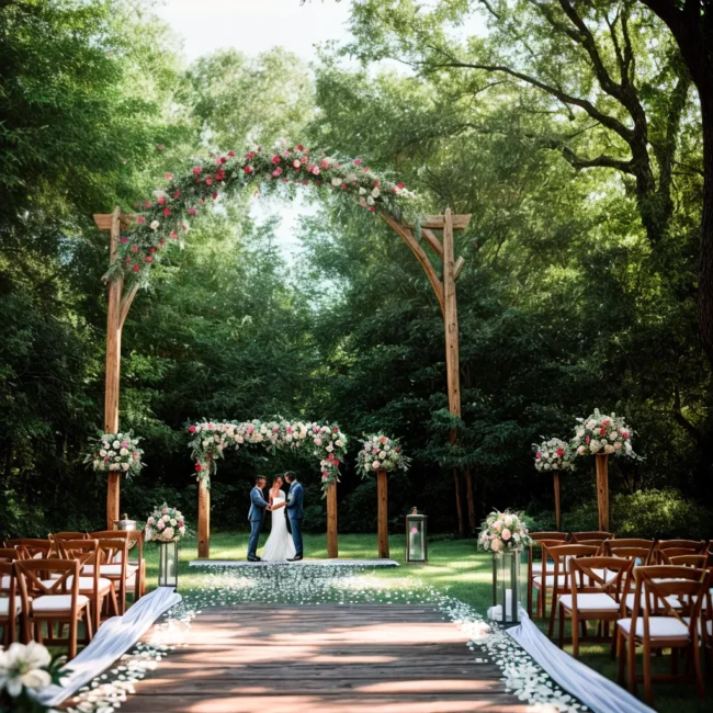 casamento ao ar livre arco madeira rustico