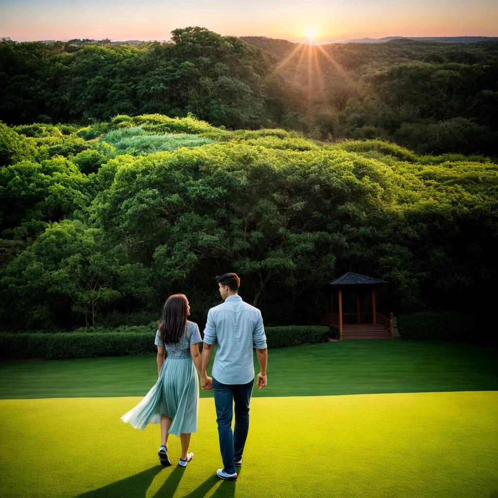 casal jardim sustentavel amor por do sol