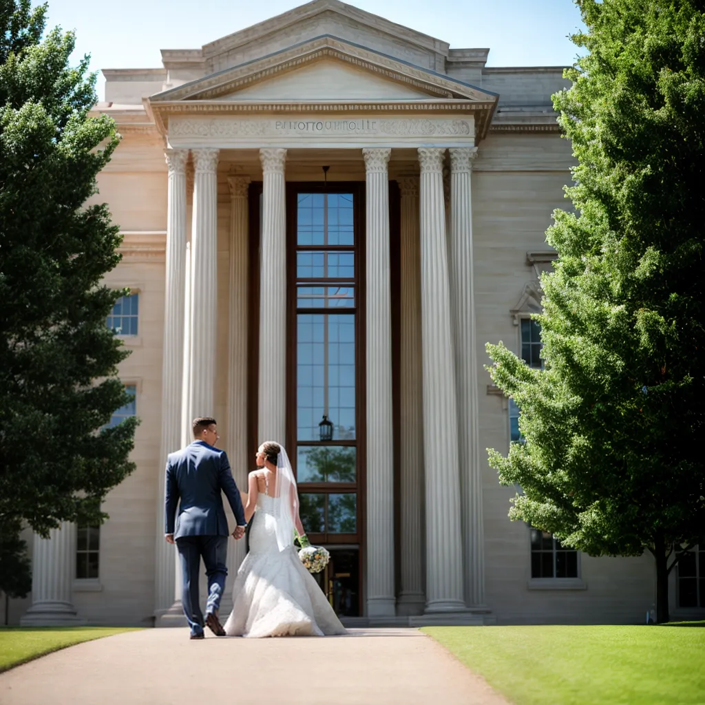 casal sorrindo casamento civil courthouse